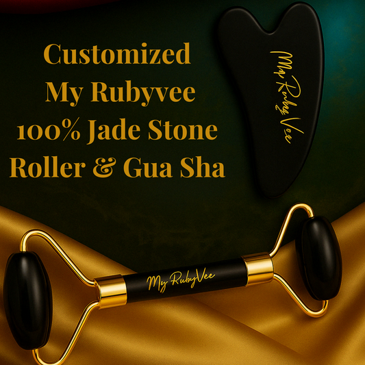 My RubyVee Jade Sculpting Ritual Set (Includes Black Obsidian Jade Roller & Gua Sha set)